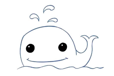 鲸鱼简笔画彩色的画法3